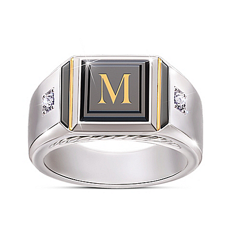 Man of Distinction ring is a bold personalized jewelry design and a truly unique mens diamond and black onyx ring.