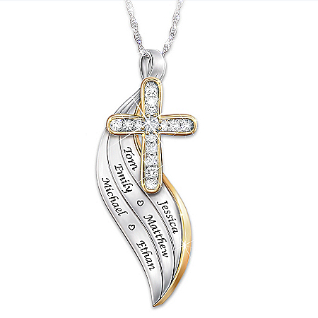 Bless And Keep Us Womens Personalized Religious Diamond Pendant Necklace
