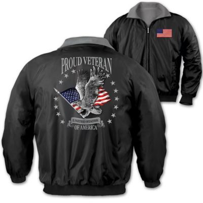 Proud Veteran Mens Reversible Nylon & Fleece Jacket