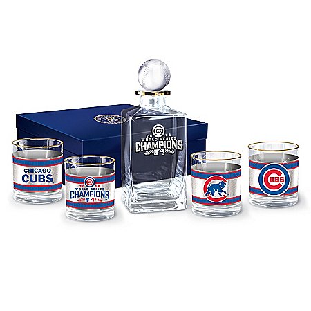 Chicago Cubs 2016 World Series Decanter Set With Glasses