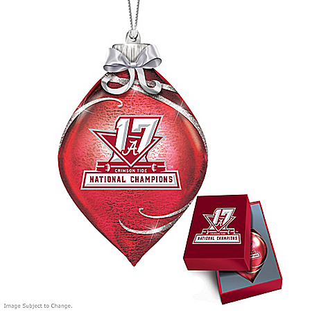 Alabama Crimson Tide 2017 Football National Champions Glass Ornament