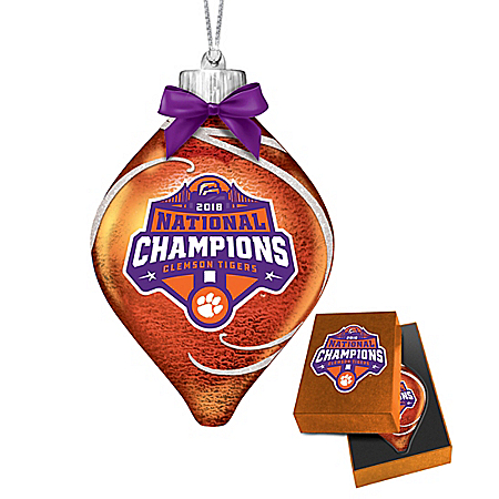 Clemson Tigers 2018 Football National Champions Glass Ornament