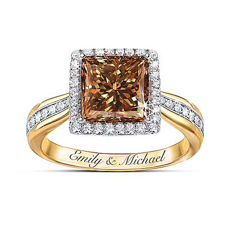 Sweet As Chocolate 18K Gold Plated Diamonesk Personalized Womens Ring