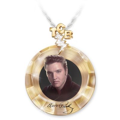 Elvis Presley Womens Gold Record Pendant Necklace
