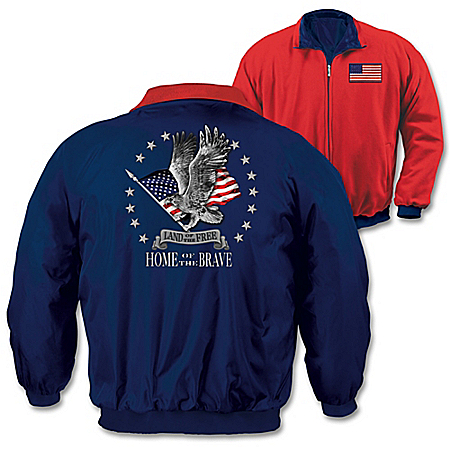 American Pride Mens Nylon And Fleece Reversible Jacket