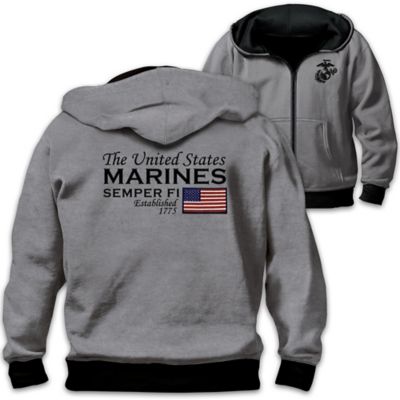 Reversible Military U.S. Marines Mens Front Zip Hoodie