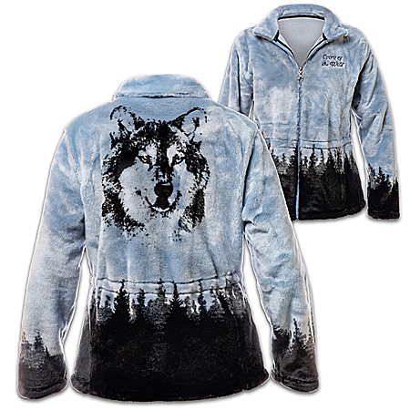 Al Agnew Spirit Of The Wild Womens Wolf-Themed Fleece Jacket