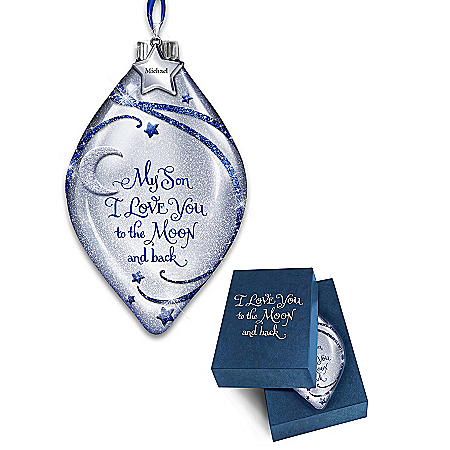 Son, I Love You To The Moon And Back Personalized Heirloom Glass Christmas Ornament