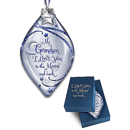 Grandson, I Love You To The Moon And Back Personalized Ornament
