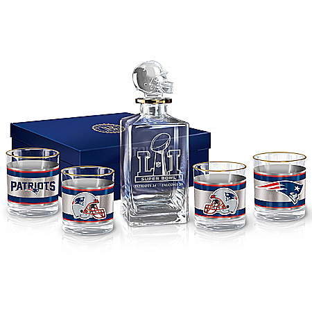 New England Patriots NFL Super Bowl LI Championship Decanter Set