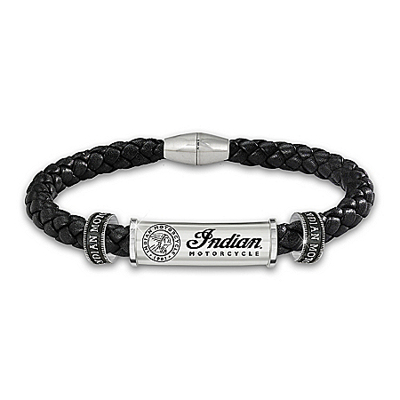 Indian Motorcycle Legacy Mens Leather Bracelet