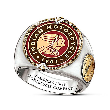 Indian Motorcycle Legacy Commemorative Mens Stainless Steel Ring