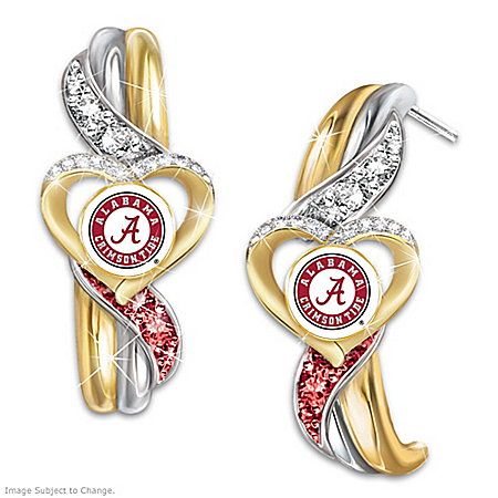 University of Alabama Crimson Tide Heart Womens Earrings
