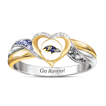 Baltimore Ravens Womens 18K Gold-Plated NFL Pride Ring