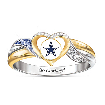Dallas Cowboys Womens 18K Gold-Plated NFL Pride Ring