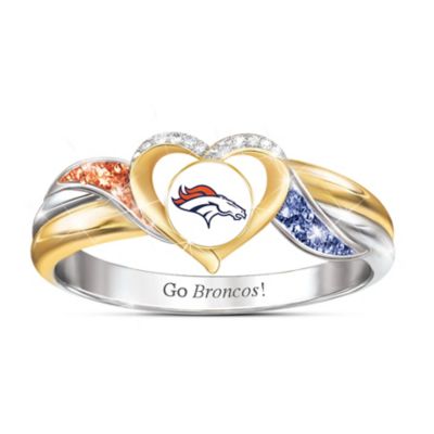 Denver Broncos Womens 18K Gold-Plated NFL Pride Ring