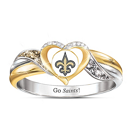 New Orleans Saints Womens 18K Gold-Plated NFL Pride Ring