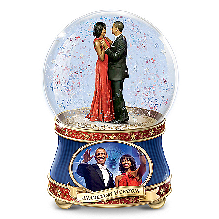 Barack And Michelle Obama: An American Milestone Musical Glitter Globe