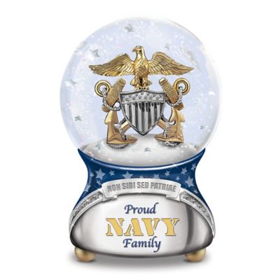 Proud Navy Family Musical Glitter Globe