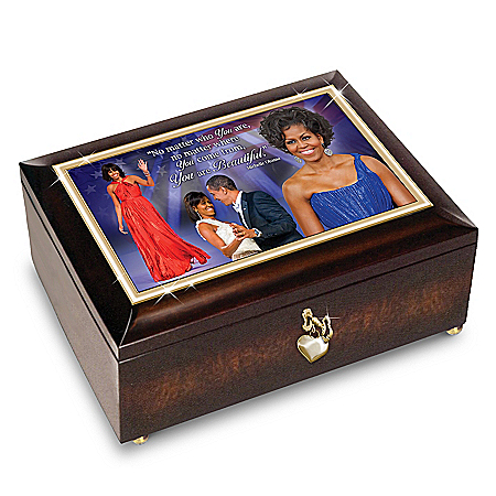 First Lady Michelle Obama Illuminated Heirloom Music Box