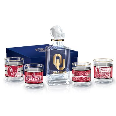 Oklahoma Sooners Legacy Glass Container And Glassware Set