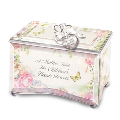 A Mother's Love Personalized Beveled Glass Floral Music Box
