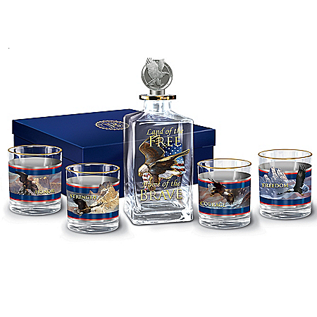 Spirit Of Freedom Patriotic Glass Decanter Set