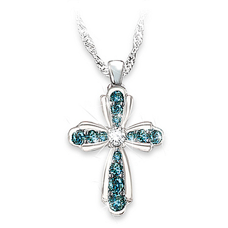 Heavens Blessing Womens Religious Cross Diamond Pendant Necklace