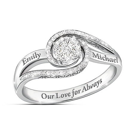 Our Love For Always Womens Personalized Diamond Ring