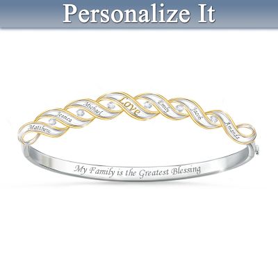 Family Blessings Personalized Diamond Womens Bracelet