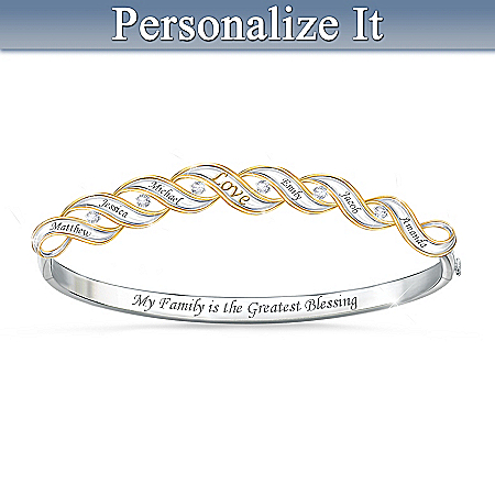 Family Blessings Personalized Diamond Womens Bracelet