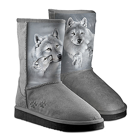 Eddie LePage Silver Sovereign Womens Wolf-Themed Winter Boots