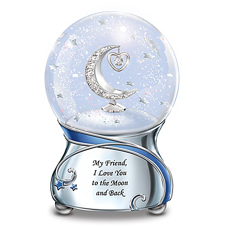 Friend, I Love You To The Moon And Back Musical Glitter Globe