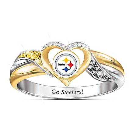 Pittsburgh Steelers Womens 18K Gold-Plated Pride Ring