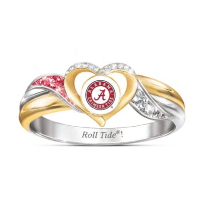 University Of Alabama Crimson Tide Womens 18K Gold-Plated Heart Ring