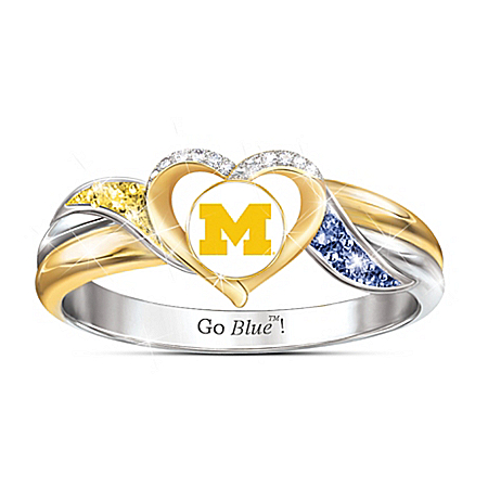 University of Michigan Wolverines Womens 18K Gold-Plated Pride Ring