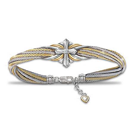 Strength Of Faith Womens Religious Cable Bracelet
