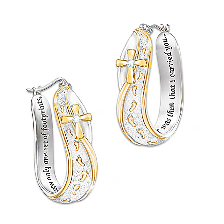 Footprints In The Sand Religious Diamond Earrings