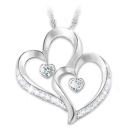 Forever Loved Daughter Heart-Shaped Diamond Pendant Necklace
