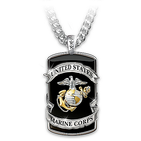 Marine Corps Pride Mens Dog Tag Pendant Necklace