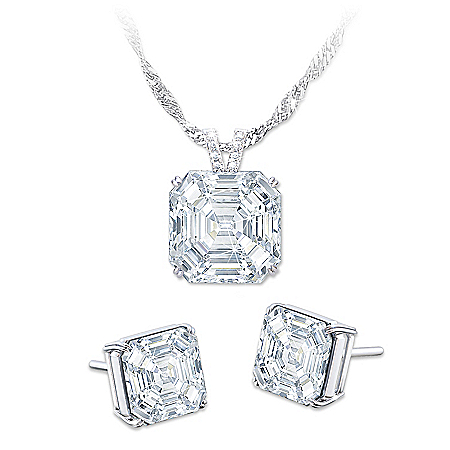 Hollywood Royalty Diamonesk Pendant Necklace And Earrings Set