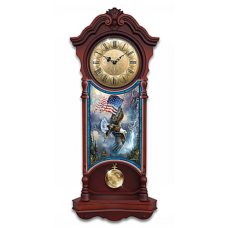 American Spirit Illuminated Stained-Glass Patriotic Wall Clock