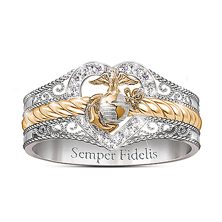 Forever Faithful Womens Marine Corps Diamond Ring