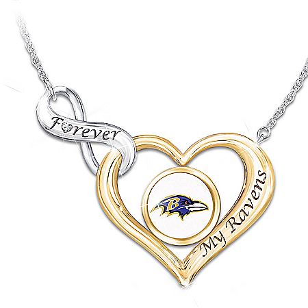 Forever My Baltimore Ravens Womens NFL Heart-Shaped Diamond Necklace