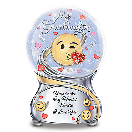 Granddaughter, You Make My Heart Smile Musical Emoji Glitter Globe