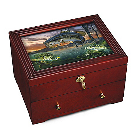 Freshwater Legend Fishing Tribute Custom-Crafted Wooden Keepsake Box