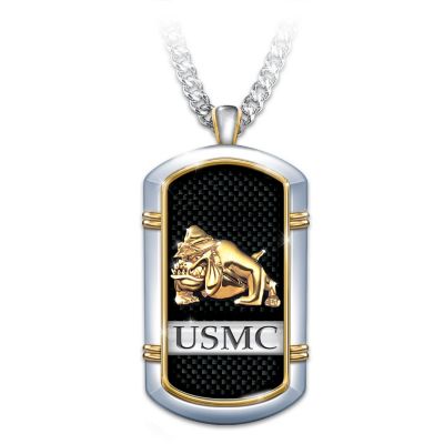Strength Of The USMC Mens Stainless Steel Dog Tag Pendant Necklace