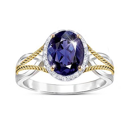 Royal Radiance Womens Iolite & White Topaz Ring