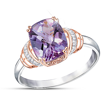 Lavender Radiance Womens Rose De France Amethyst Ring