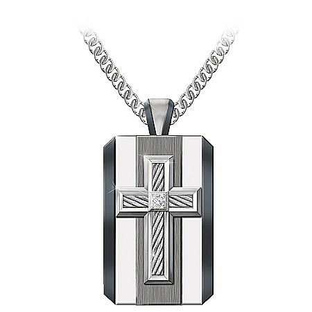 God Is My Strength Mens Diamond Pendant Necklace